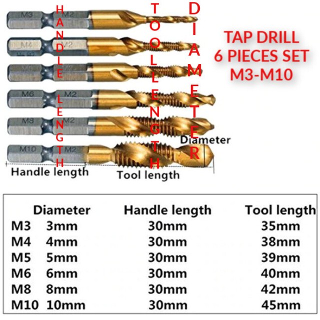 6PCS M3M10 Screw Tap Drill eBay