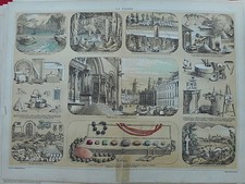 13 LITHOGRAPHIE ORIGINALE vers 1860 LA PIERRE CONSTRUCTION ÉMERAUDE TOPAZE 