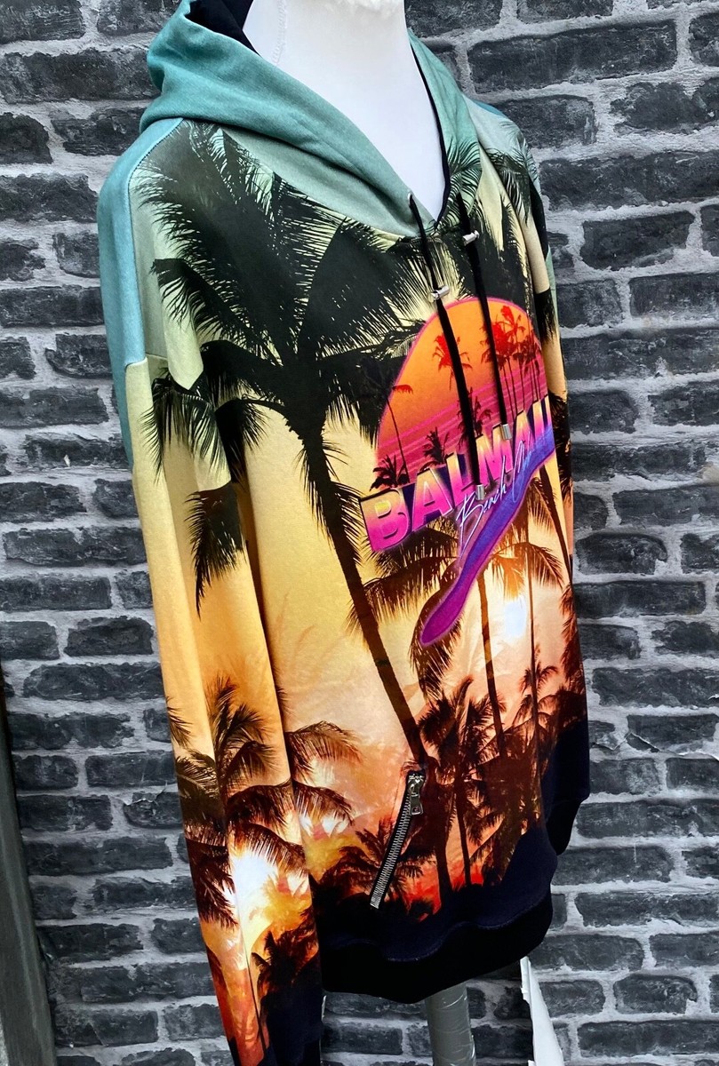 Sweat à Capuche Balmain Beach Club Sunset Print - Taille XXXL - Neuf Showroom