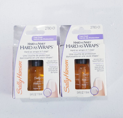 Sally Hansen Hard As Nails Hard As Wraps Top Coat Nail Polish 2780-01 Lot of 2