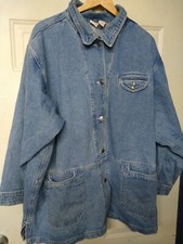Women's Cherokee Classic Denim Blue Jean Barn Jacket Coat Plus Size 26w/28w