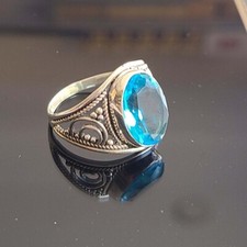 Blue Quartz Gemstone 925 Sterling Silver Handmade Fine Ring All Size Available