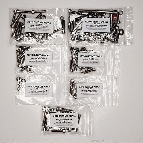 Kit vis allen inox motor 350 V35 Moto Guzzi V35 350 Florida 1987 1988 1989
