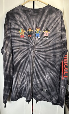 Grizzly Griptape Men's Long Sleeve Tee Black Tie Dye Graphic T-Shirt Size XL New