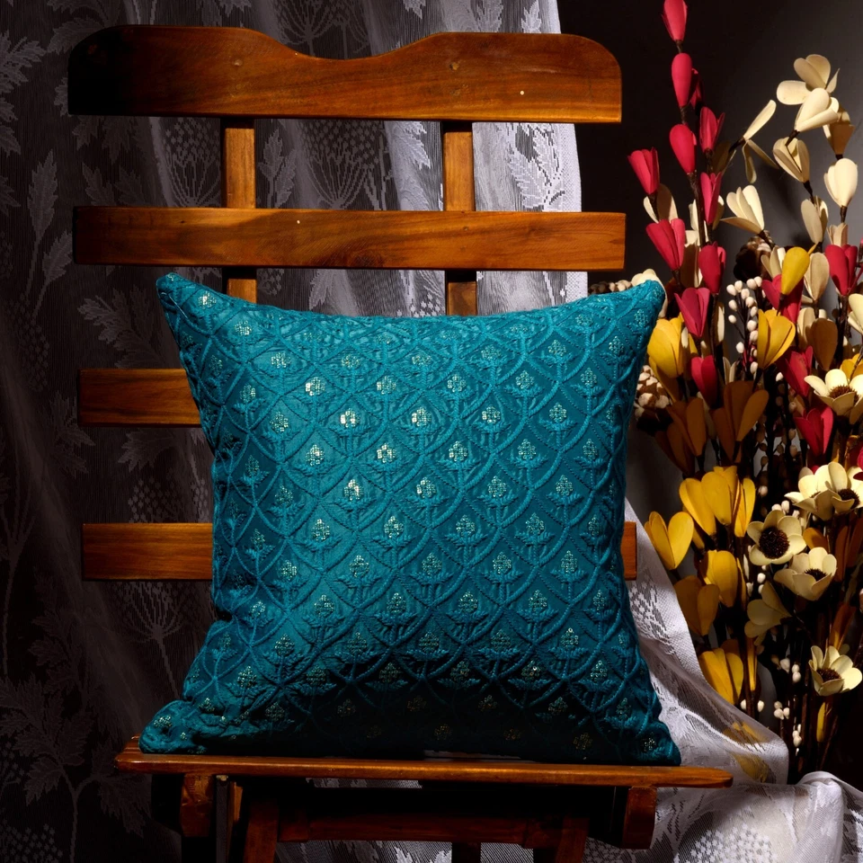 sofa pillow covers teal blue living room cushion cover throw pillow for couch 2p - Image 4 of 4