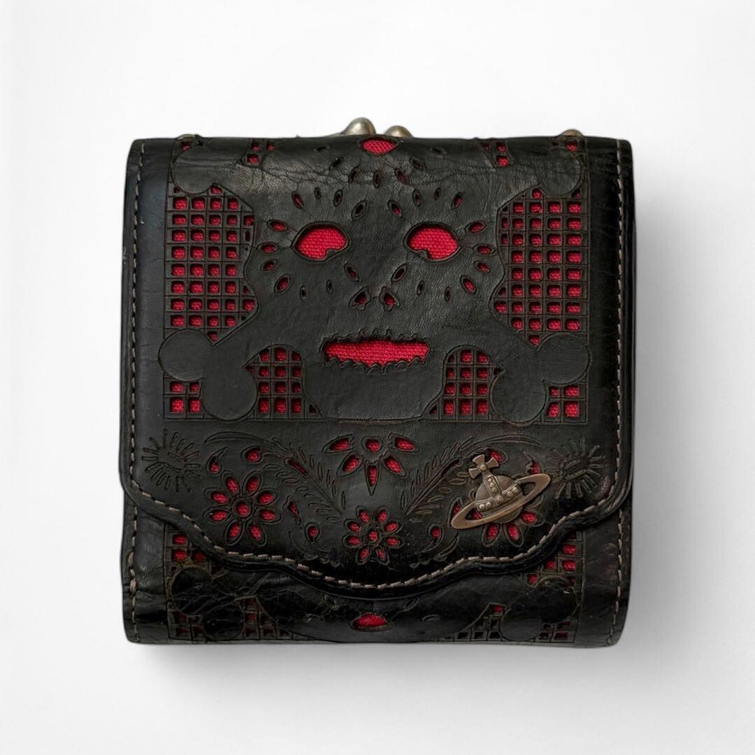 Vivienne Westwood archive skull Wallet ☆ Vivienne Westwood Skull Purse Folding Wallet Black No Box