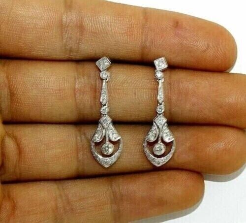 Round Cut Simulated Diamond Gorgeous Drop Dangle Earring 14k White Gold Plated