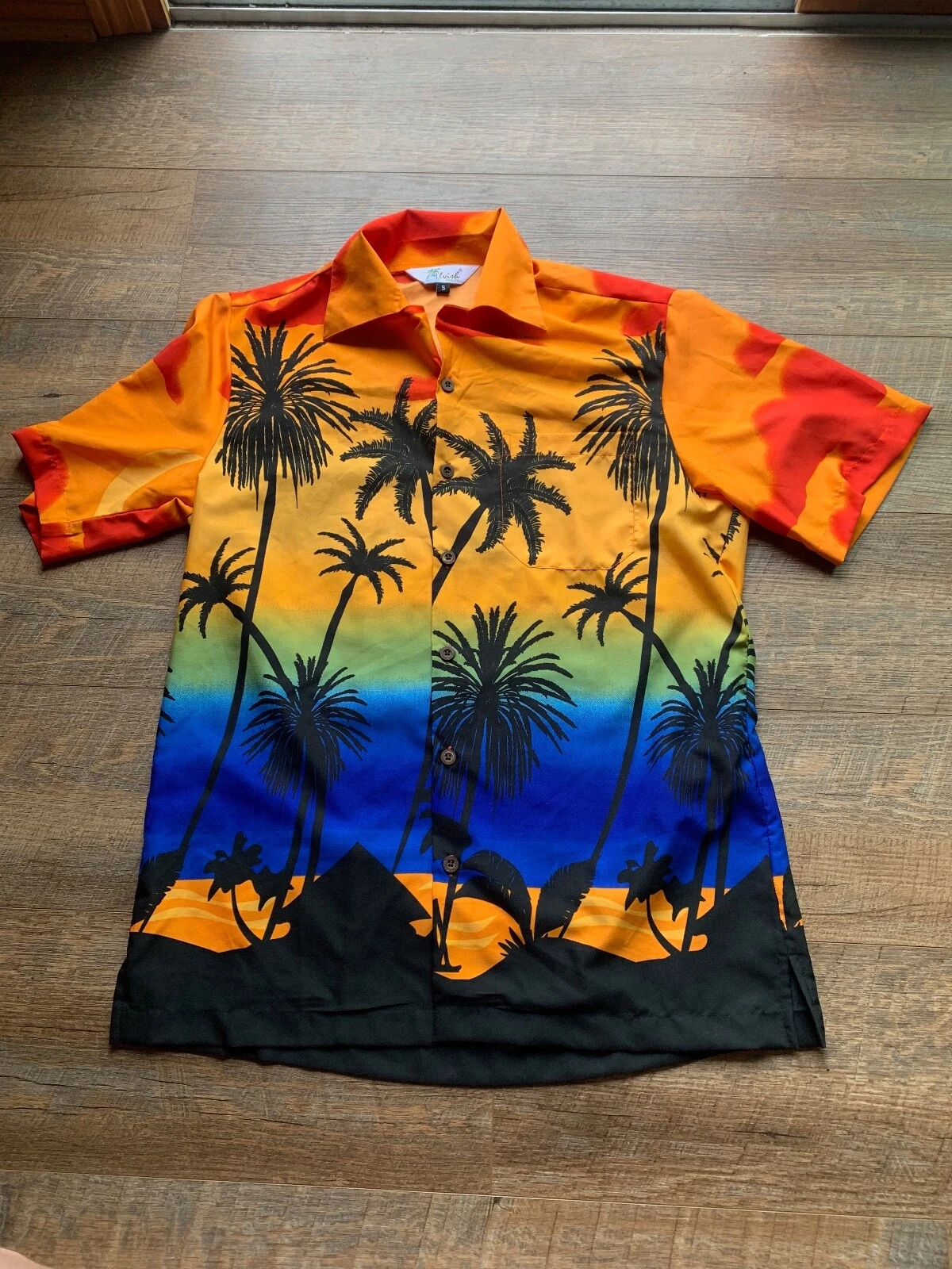 Men’s Hawaiian Bright Multi Color Button Shirt Sz Small