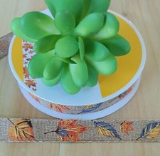 5/8 Inch 1YD Fall Leaves Jute Ribbon Thanksgiving Crafts Gift Wrap