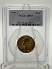 1949-D United States 90% Silver Quarter 25C MS65 PCGS Graded Uncirculated Coin