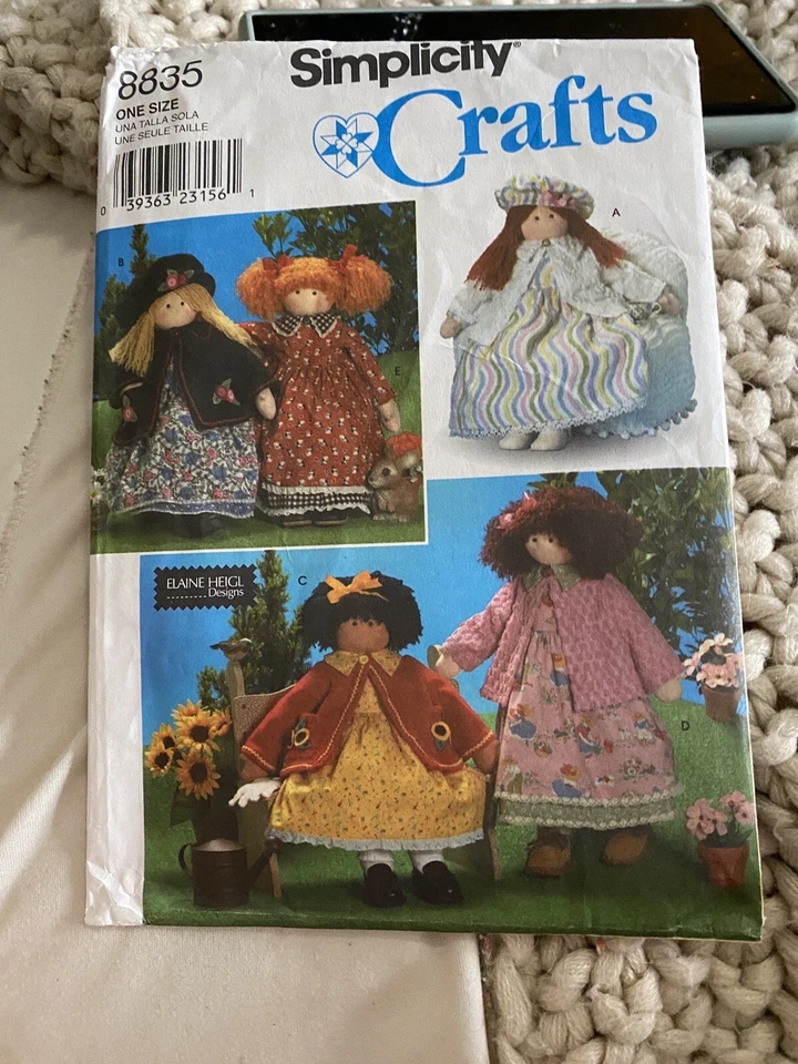 Simplicity Crafts 8835 26" Doll Clothes Sewing Pattern Rag Cloth 1990s Vtg - Image 2 of 4