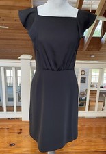 ANN TAYLOR LOFT Black Cap Ruffle Sleeve Square Neck Formal Career Dress Sz 2 NWT