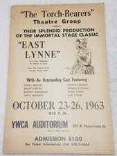 Vintage The Torch-Bearers Theatre Group Oct 23-26 1963 East Lynne 22"x14" poster