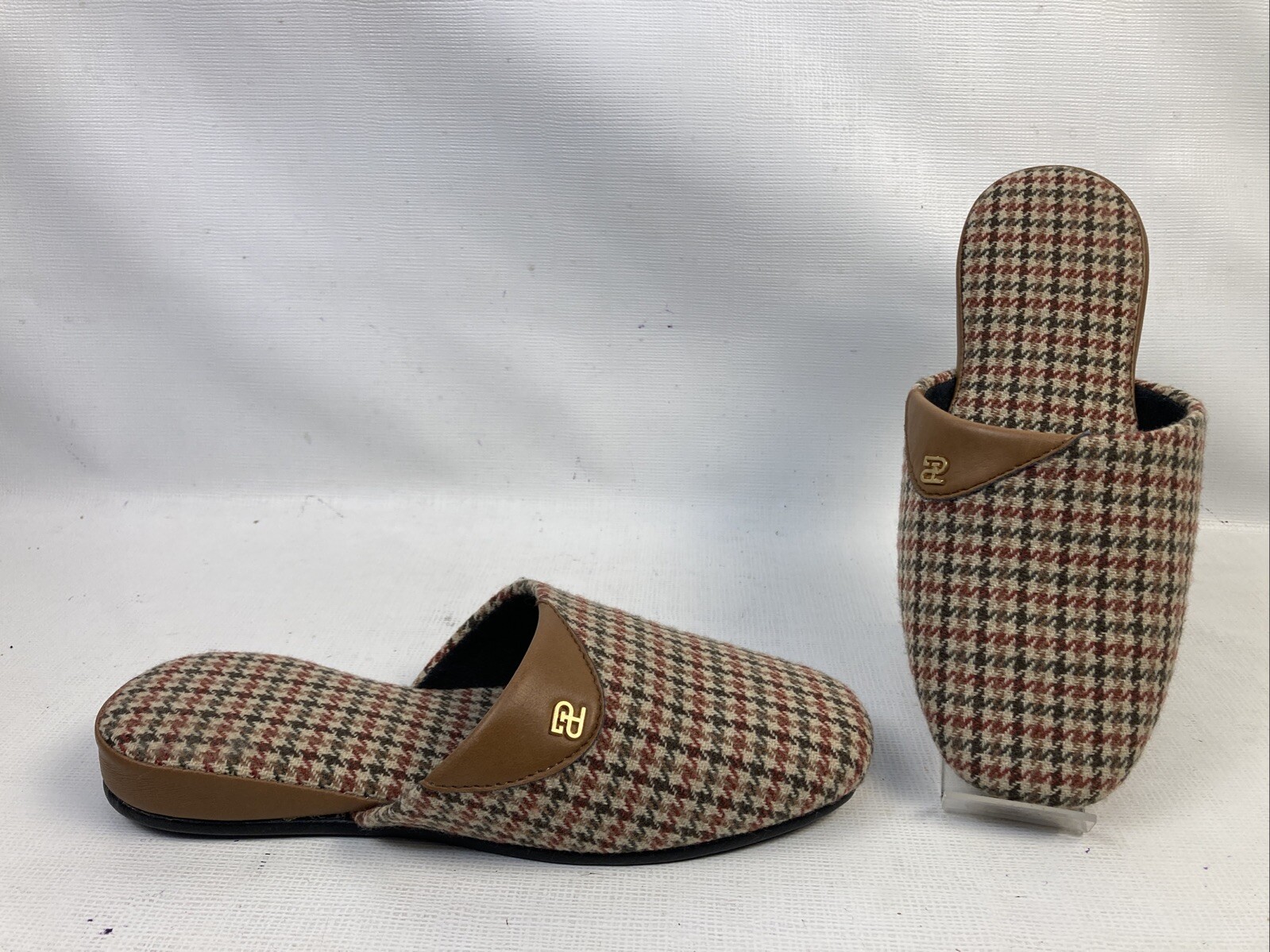 Paolo Gucci Mens Brown Leather Slippers House Shoes Size US 6 New Italy Made-image