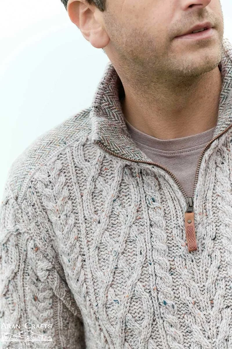 Mens Aran Sweater Oatmeal 100% Merino Wool Knitted Irish Traditional Gift
Opens in a new window or t