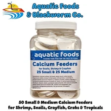 Calcium Feeders, 50 Small & Medium Discs for Shrimp, Snails, Crabs & Crayfish