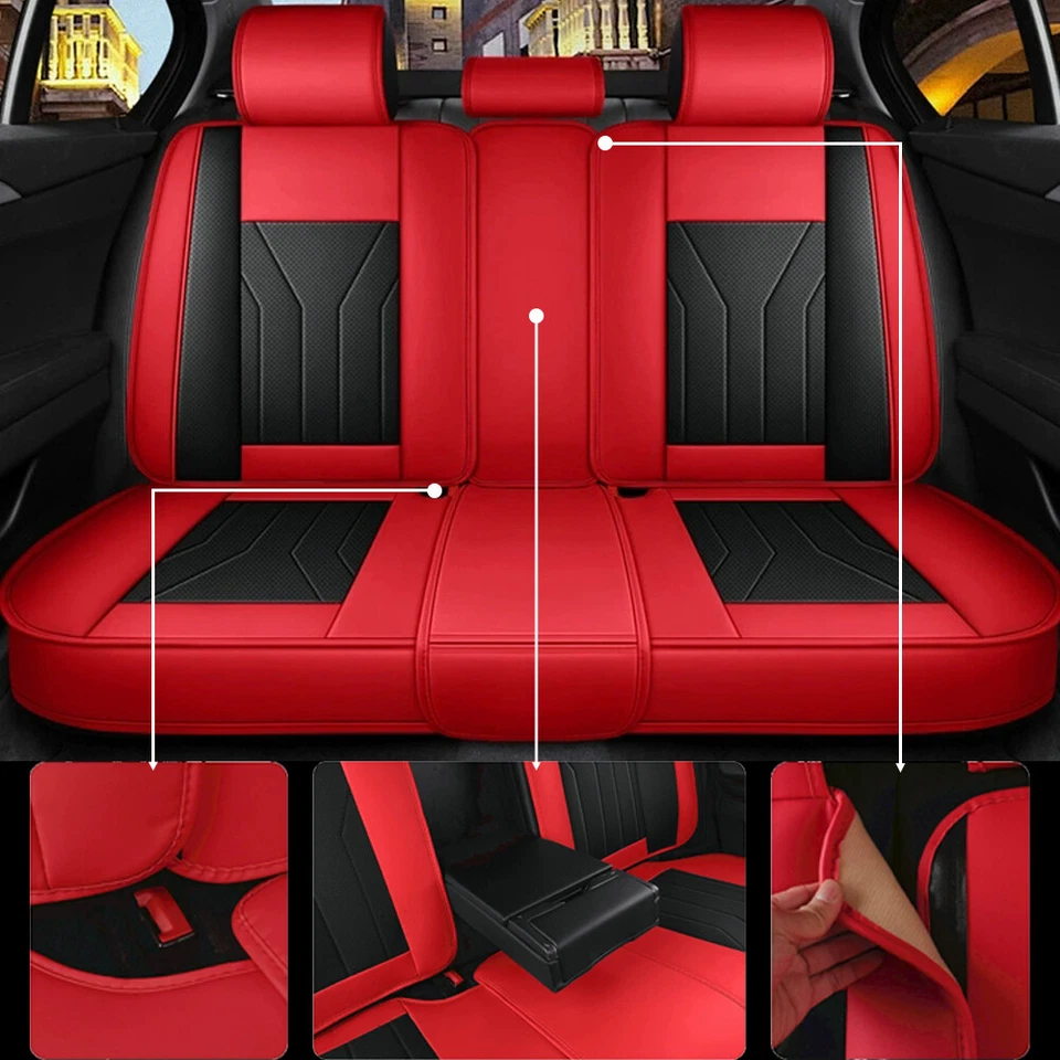 Waterproof Faux Leather Full Set Car Seat Covers For Mitsubishi Front And Rear - Image 4 of 4