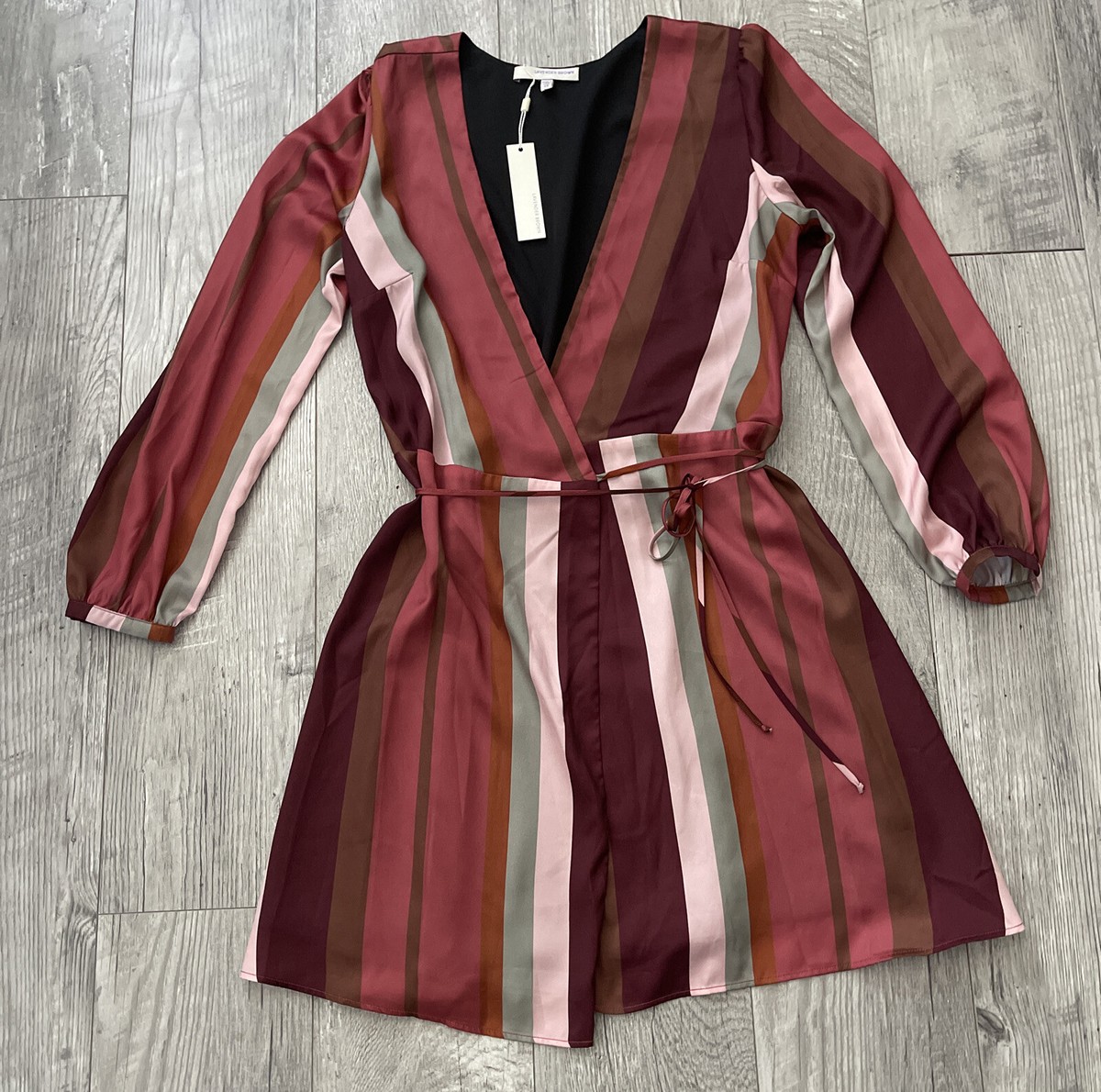 lavender brown wrap dress Designer Wrap Dress Size Small by Lavender Brown Pink Burgundy Floral
