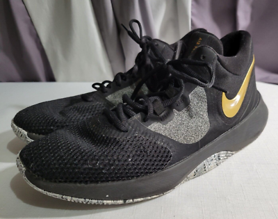 Nike Men\'s Air Precision II  AA7069-090 Black Basketball Sneakers - Size US 10 Nike Air Precision II AA7069-090 Black Gold Basketball Shoes  main image 3