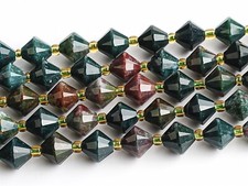 8MM Genuine Natural Green Brown Blood Stone Beads AA Bicone Faceted Loose Beads