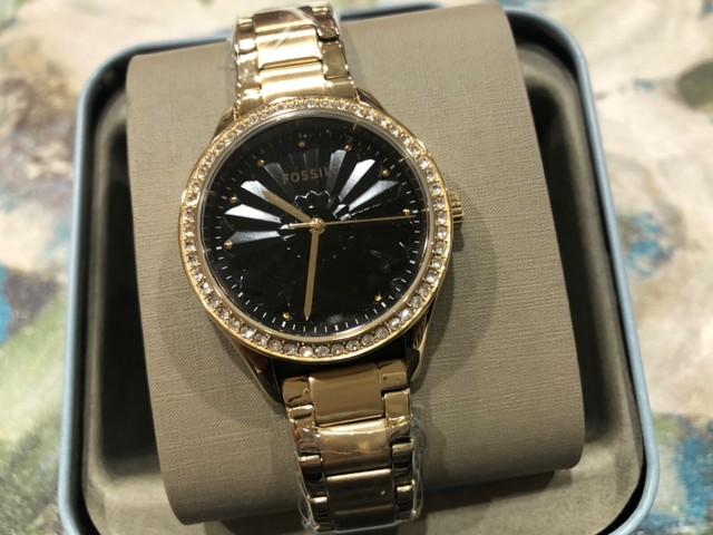 Fossil Ladies Rye Three-Hand Gold-Tone 