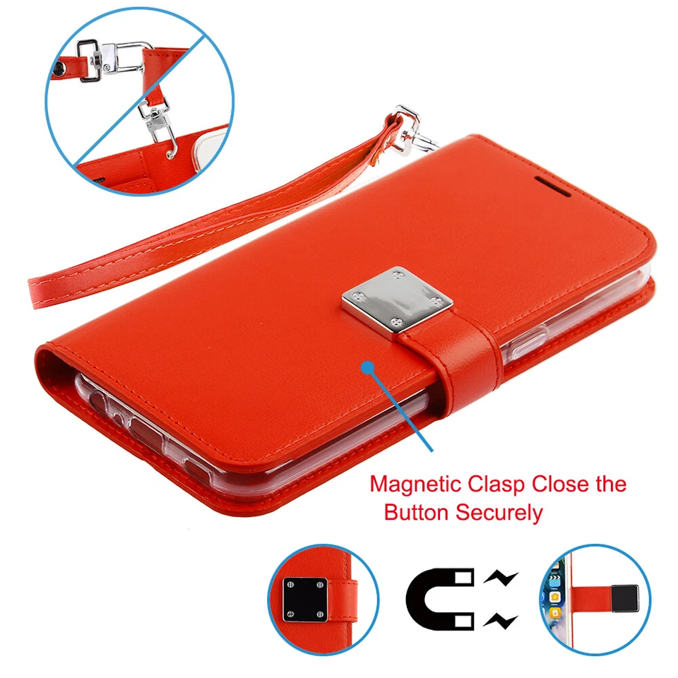 Funda de cuero plegable con billetera tarjetero bolsillo para efectivo para LG K51 - ROJO Foto 4 de 4