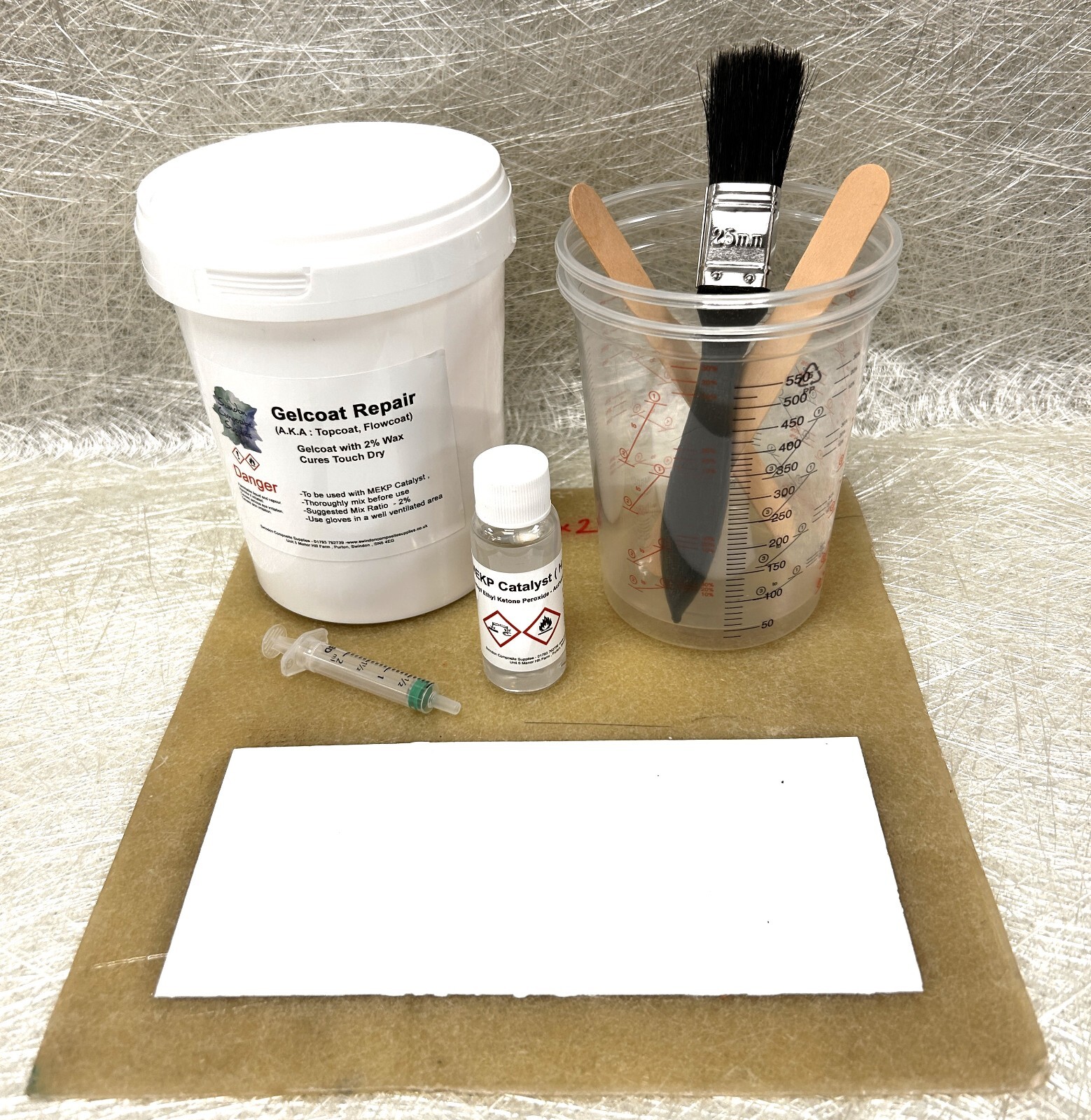 Gelcoat Repair, Topcoat Flo coat  Flowcoat -500g -WHITE -Lloyds + Accessories