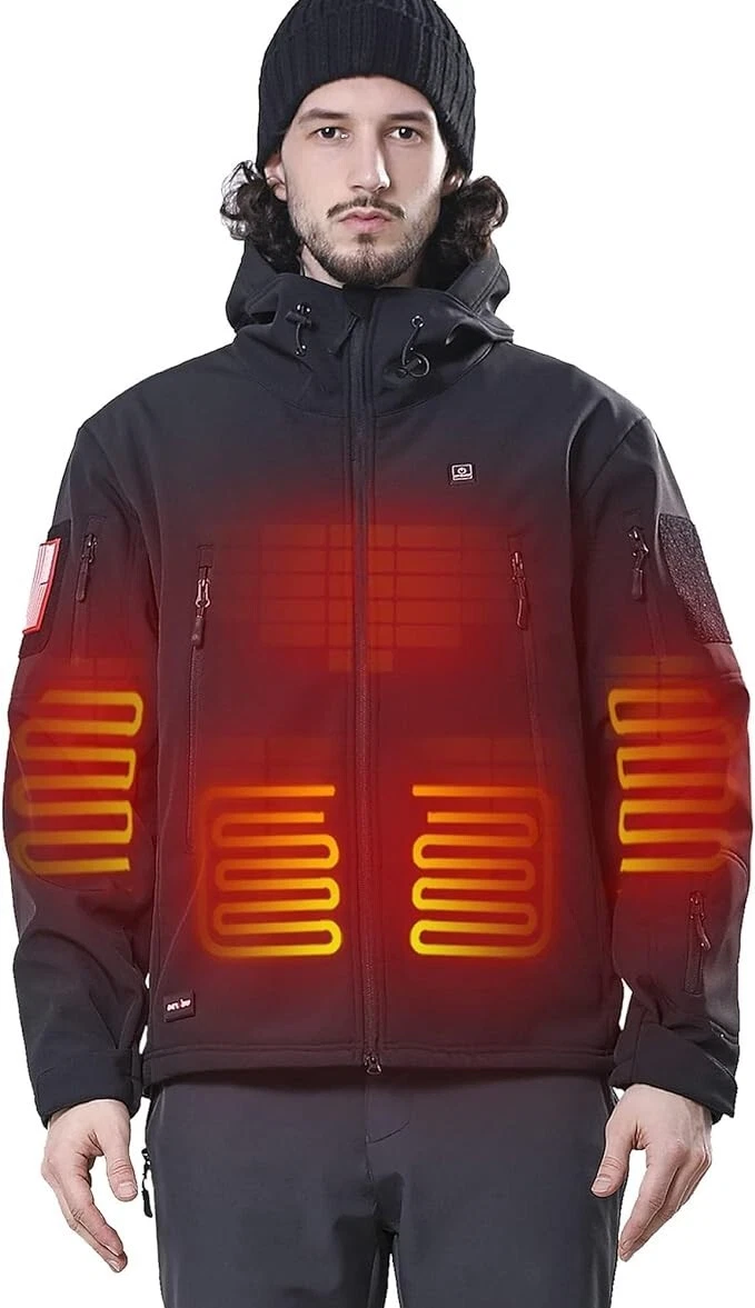 Heated Jacket for Men with 12V Battery Pack Winter Outdoor Soft Shell Electric
