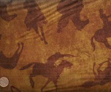 Best of the West brown cowboys horses roping Benartex western fabric