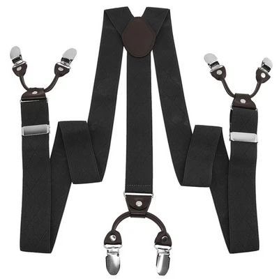 Hosenträger Y-Form 3,5 mm Breit starke Damen Herren Hosen 6 Clip Krallen Grau - Bild 1 von 4