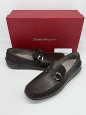 New Salvatore Ferragamo Tasby Driving Shoe Size 9E Hickory Calf 630 MSRP