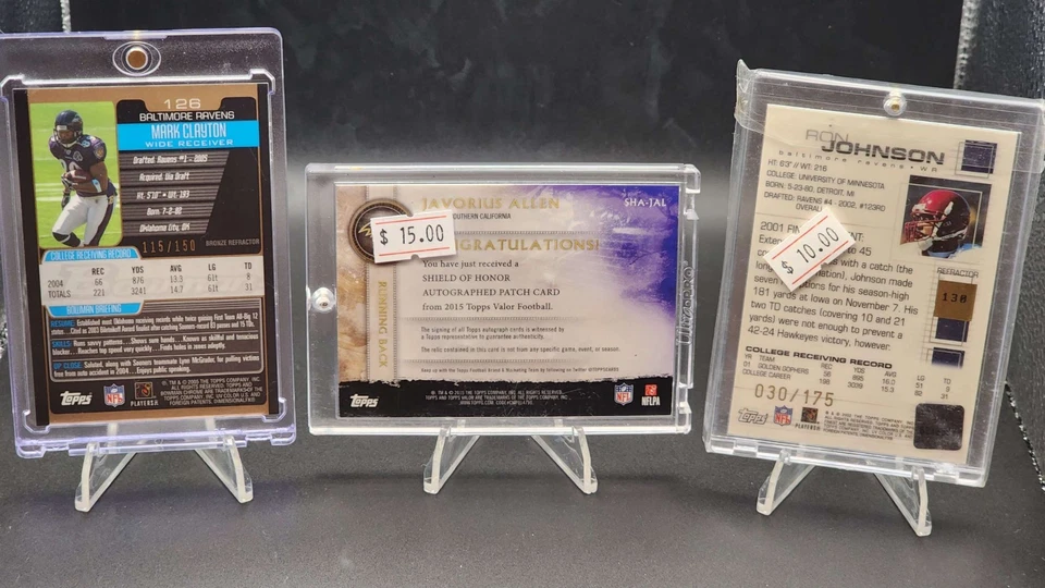 Lote de tarjetas deportivas pequeñas de los NFL Ravens autos, seriedas, parche Foto 2 de 4