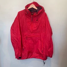 REI Co-op Men's XL Extra Large Red Hooded Quarter Zip Pullover Windbreaker
