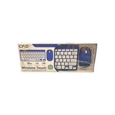 Cylo Wireless Keyboard And Mouse Set Blue Mini Slim Compact Plug Play PC Mac