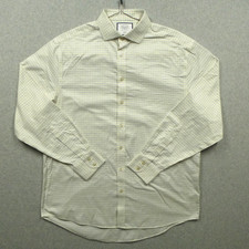 Charles Tyrwhitt Shirt Mens 17/36 White Yellow Blue Graph Plaid Classic Fit