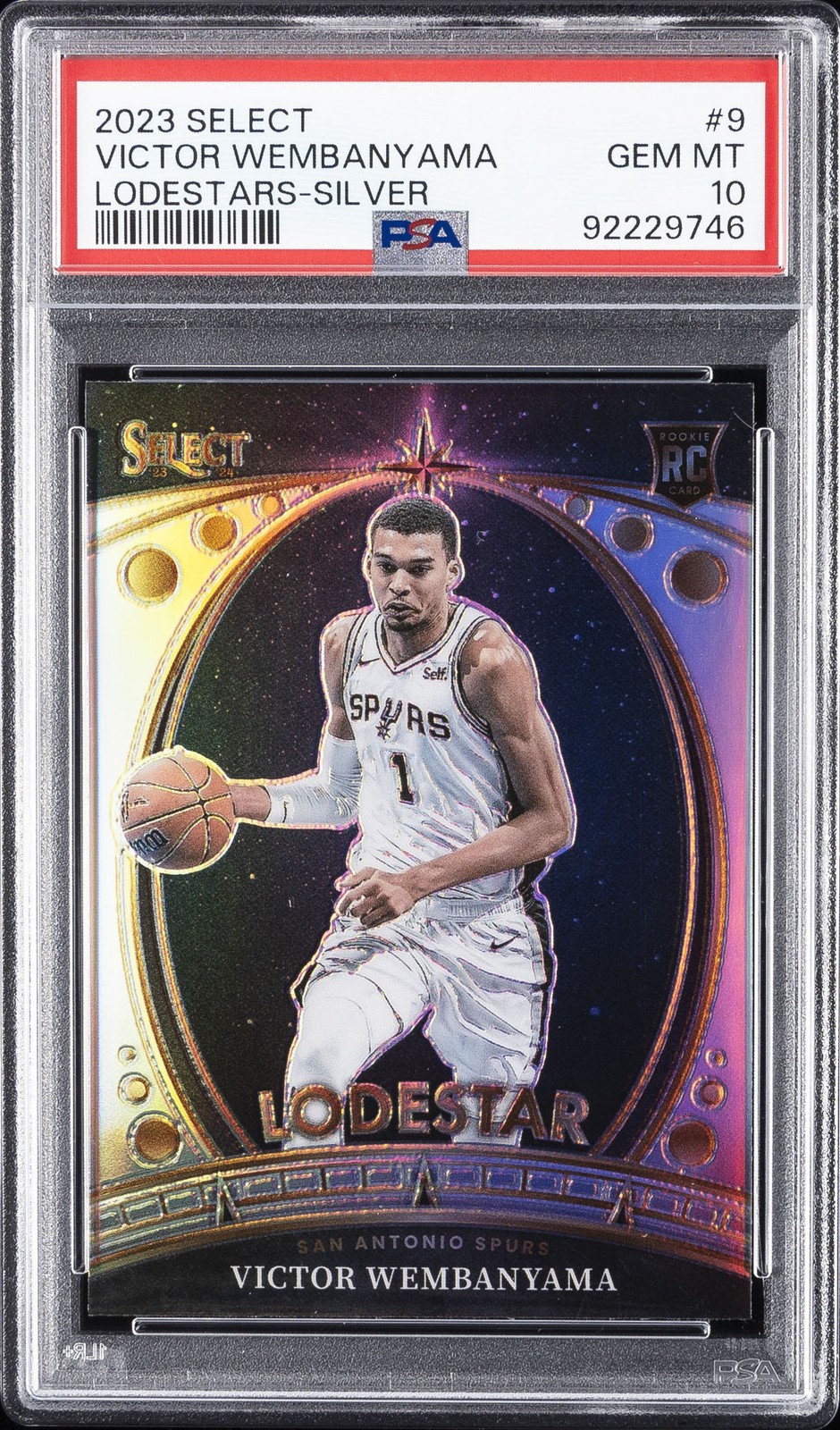 2023 PANINI SELECT LODESTARS SILVER PRIZM #9 VICTOR WEMBANYAMA PSA 10