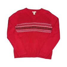 Vintage 90s Aeropostale Red Knit Sweater Fair Isle Pattern V Neck Women s XL