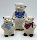 VTG  1940s Shawnee Pottery One 5" Two 3” Smiley Farm Pig  Salt & Pepper Shakers