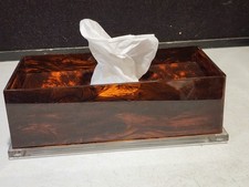 Vintage L  R Enterprises Faux Tortoise Shell Lucite LONG TISSUE BOX HOLDER