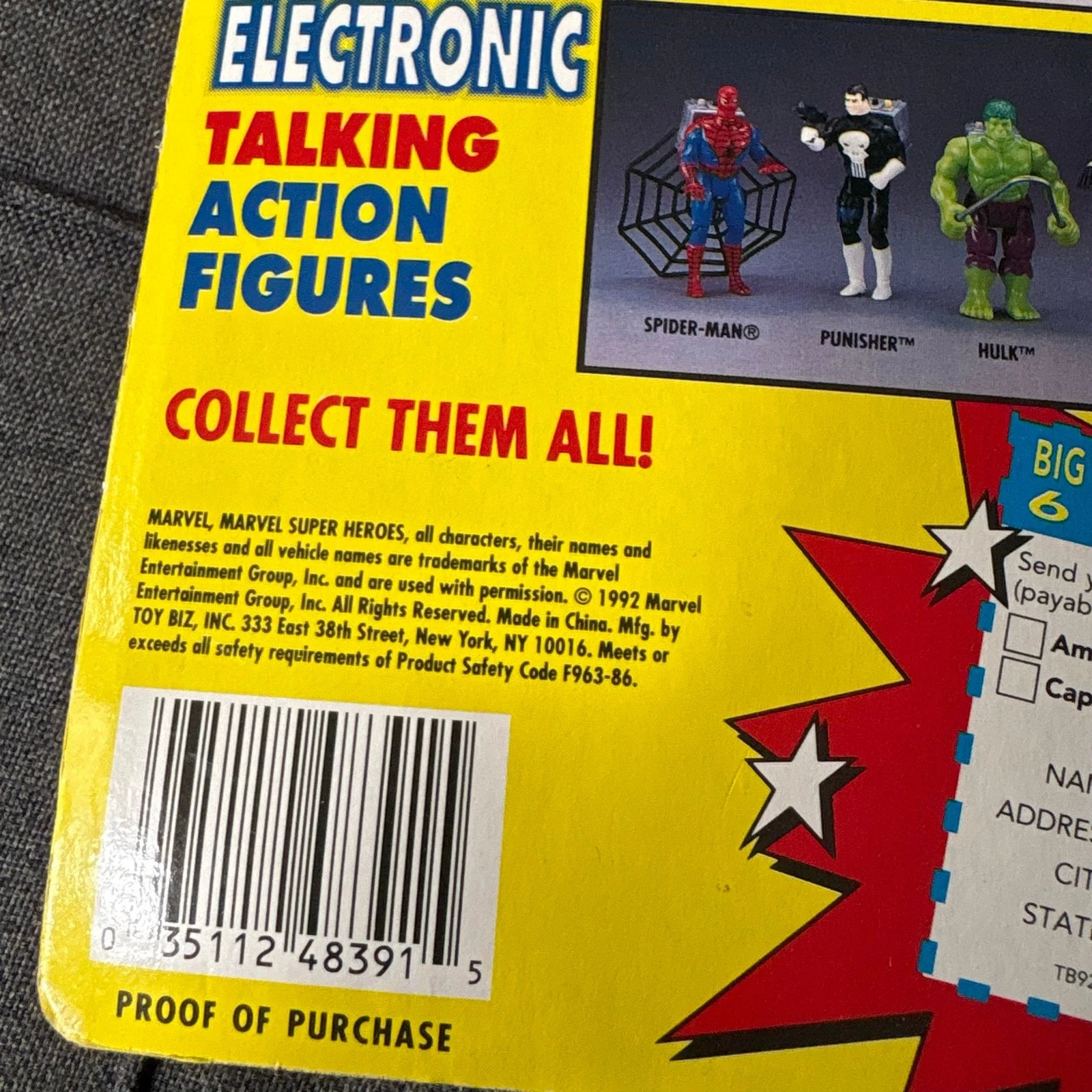 Venom Flicking Tongue Marvel Cosmic Defenders Action Figure - Vintage 92 SEALED - product detail image 6