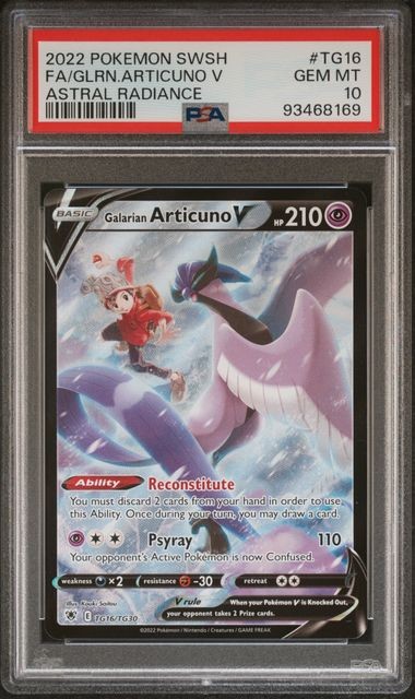 2022 Pokemon SWSH EN Galarian Articuno V #TG16 Astral Radiance PSA 10