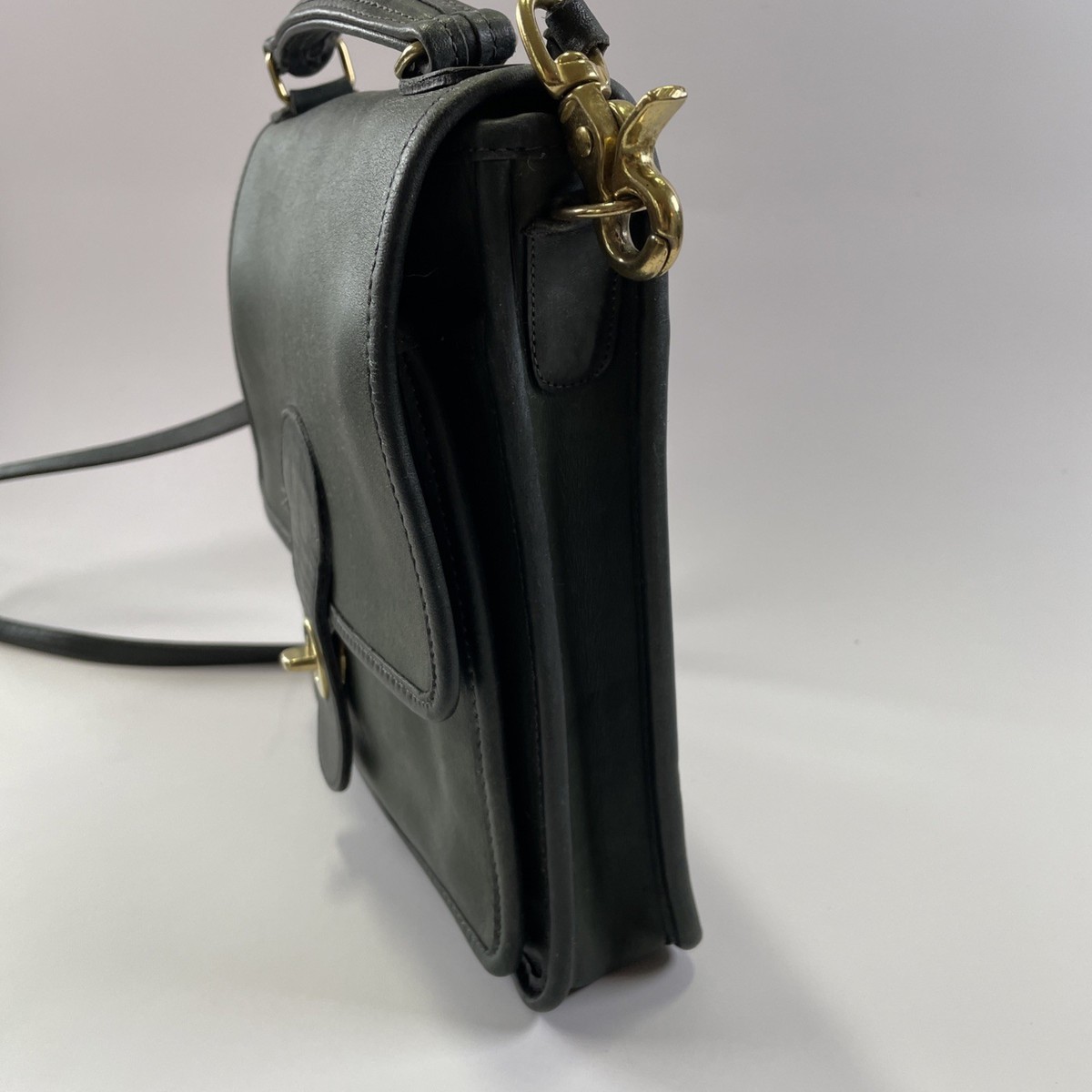 VTG Coach Station Bag 5130 USA Bottle Green Leather Top Handle 