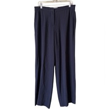 Max Mara Black/Navy Wide Leg Trouser Pants Sz 12 Office Workwear