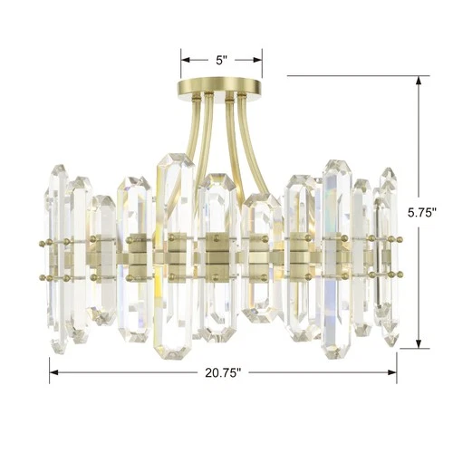 Crystorama Lighting Group BOL-8884 Bolton 4 Light 21"W Semi-Flush - Brass - Picture 5 of 12