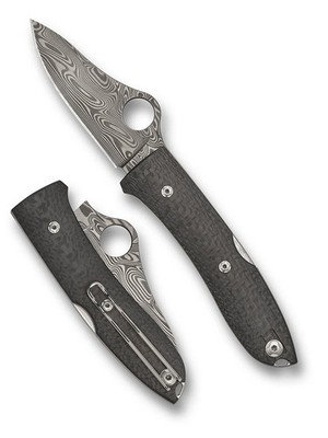 Spyderco SpyOpera SPRINT Run Carbon Fiber THOR Damascus Blade ITALY C255CFPD