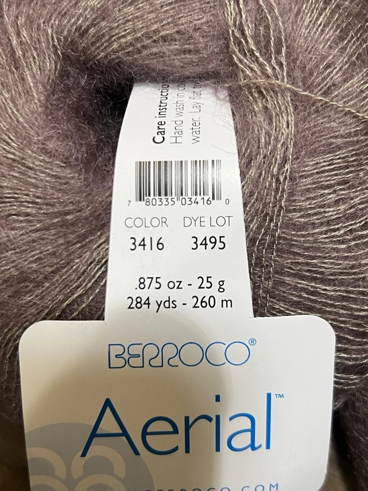Hilo AERIAL Berroco MARRÓN #3416 Mohair/Seda 25gr/284yds ea. Juego de 2 Foto 2 de 4
