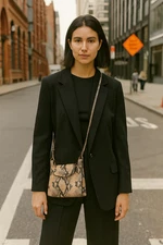 Cuyana Mini Double Loop Python-Embossed Leather Crossbody|Shoulder Bag w. Cover