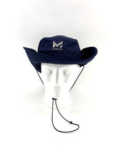 Mission Cooling Boonie Hat Tropical Leaf Brim Navy White Logo Adjustable Chin