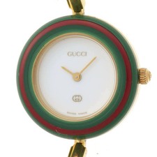 GUCCI Change Bezel 11/12 Watch GP GP White Ladies with Box Used 205