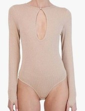 BCBGMaxAzria NWT Metallic Keyhole Bodysuit in Dusty Rose Size M